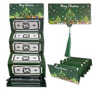 BIOECEUA Tarjeta sorpresa de Navidad, 10 ranuras para dinero en efectivo, sobres para regalo de vacaciones, diseños festivos de Papá Noel y árbol para hombres, mujeres y familia