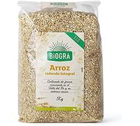 BIOGRÁ - Arroz Integral Redondo, Bajo Contenido en Grasas Saturadas y Sal, Sin Azúcares, Apto para Veganos, 1000g