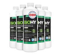 BiOHY Agente de limpieza para limpiaparabrisas de succión (6 botellas de 1 litro) | Concentrado 1:200 para los aspiradores en húmedo | baldosas, PVC, parquet y laminado (Saugwischer)