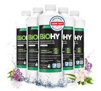 BiOHY Agente de limpieza para limpiaparabrisas de succión con aroma fresco a primavera (6 botellas de 1 litro) | Concentrado 1:200 para los aspiradores en húmedo | baldosas, PVC, parquet y