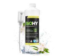 BiOHY Champú para alfombras (1 botella de 1 litro) + Dosificador | Limpiador de alfombras concentrado | elimina las manchas rebeldes | bien tolerado por los animales (Teppichshampoo)