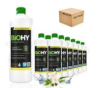 BiOHY Champú para alfombras (12 botellas de 1 litro) | Limpiador de alfombras concentrado | elimina las manchas rebeldes | bien tolerado por los animales amigable con los materiales (Teppichshampoo)