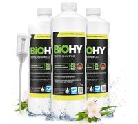 BiOHY Champú para alfombras (3 botellas de 1 litro) + Dosificador | Limpiador de alfombras concentrado | elimina las manchas rebeldes | bien tolerado por los animales (Teppichshampoo)