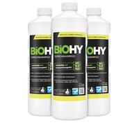 BiOHY Champú para alfombras (3 botellas de 1 litro) | Limpiador de alfombras concentrado | elimina las manchas rebeldes | bien tolerado por los animales amigable con los materiales (Teppichshampoo)