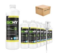 BiOHY Champú para coches (12 botellas de 1 litro) + Dosificador | excelente poder de limpieza y formación de espuma | Produce una fragancia fresca y duradera (KFZ Autoshampoo)
