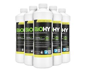 BiOHY Champú para coches (6 botellas de 1 litro) | excelente poder de limpieza y formación de espuma | Produce una fragancia fresca y duradera (KFZ Autoshampoo)