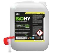 BiOHY Champú para coches (Bidón de 10 litros) + Grifo de Salida | excelente poder de limpieza y formación de espuma | Produce una fragancia fresca y duradera (KFZ Autoshampoo)