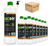 BiOHY Crema de Jabon (12 botellas de 1 litro) | Suave, hidratante e inodoro jabón de manos del sector vegetal | LIBRE DE FOSFATOS Sin perfume ni colorantes (Creme Seife)