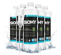 BiOHY Desatascador (6 botellas de 1 litro) + Dosificador | Líquido, limpiador de desagües altamente concentrado | Inodoro, Para todos los bloqueos | EXTRA FUERTE (Rohrreiniger)