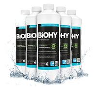 BiOHY Desatascador (6 botellas de 1 litro) | Líquido, limpiador de desagües altamente concentrado | Inodoro, Para todos los bloqueos | EXTRA FUERTE (Rohrreiniger)