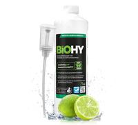 BiOHY Detergente para lavavajillas comercial (1 botella de 1 litro) + Dosificador | Fórmula para disolver el las grasas | Apto para gastronomía, industria y hogares (Geschirrreiniger)