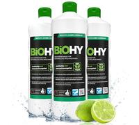 BiOHY Detergente para lavavajillas comercial (3 botellas de 1 litro) | Fórmula para disolver el las grasas | Apto para gastronomía, industria y hogares (Geschirrreiniger)