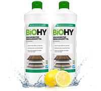 BiOHY Detergente robot de limpieza (2 botellas de 1 litro) | Limpiador para los suelos de madera | parquet y laminado | Concentrado con fragancia fresca brillo sin rayas| vegano (Wischroboter Holz)