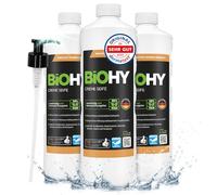 BiOHY Jabón de crema (3 x 1 litro) + dispensador de bomba, jabón de manos suave para la piel, hidratante e inodoro | recarga líquida con ingredientes vegetales | también adecuado para la cara