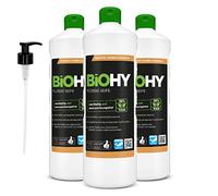 BiOHY Jabón líquido (3 botellas de 1 litro) + Dosificador | Jabón líquido para manos inodoro, agradable a la piel y reengrasante | Sin perfume ni colorantes (Flüssig Seife)