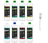 BiOHY Juego combinado de detergentes con dosificador (8 x 1 L) | para todos los ámbitos de aplicación | potente y eficiente | 100% limpiador vegano sin microplásticos nocivos