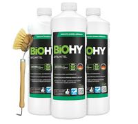 BiOHY Lavavajillas a mano (3 botellas de 1 litro) + Bomba dispensadora | Libre de fosfatos | libre de químicos dañinos y biodegradables | Adecuado para la restauración y el hogar (Spülmittel)
