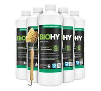 BiOHY Lavavajillas a mano (6 botellas de 1 litro) + Bomba dispensadora | Libre de fosfatos | libre de químicos dañinos y biodegradables | Adecuado para la restauración y el hogar (Spülmittel)