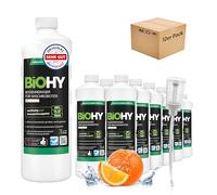 BiOHY Limpia Suelos para Robots de Limpieza con Aroma a Naranja (12 Botellas de 1 Litro) con Dosificador | Concentrado de Limpieza para Todos los Robots