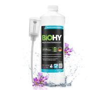 BiOHY Limpiacristales profesional (1 botella de 1 litro) + Dosificador | Limpiador concentrado de vidrios, para de ventanas | Limpieza optima de vidrios, ventanas y espejos (Fensterreiniger)
