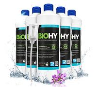BiOHY Limpiacristales profesional (6 botellas de 1 litro) + Dosificador | Limpiador concentrado de vidrios, para de ventanas | Limpieza optima de vidrios, ventanas y espejos (Fensterreiniger)