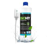 BiOHY Limpiador básico (1 botella de 1 litro) + Dosificador | contra la suciedad persistente | limpia todas las superficies resistentes al agua y al ácido | poderoso concentrado (Grundreiniger)