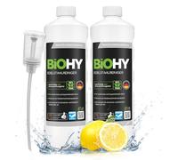 BiOHY Limpiador de acero inoxidable (2 botellas de 1 litro) + Dosificador | Cuidado para un brillo sin rayas | limpia la cocina, las ollas o la parrilla | Gastronomía y Hogar (Edelstahlreiniger)
