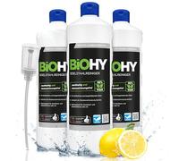 BiOHY Limpiador de acero inoxidable (3 botellas de 1 litro) + Dosificador | Cuidado para un brillo sin rayas | limpia la cocina, las ollas o la parrilla | Gastronomía y Hogar (Edelstahlreiniger)