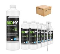 BiOHY Limpiador de horno (12 botellas de 1 litro) + Dosificador | Limpiador de parrilla, removedor de grasa para una limpieza fácil y rápida del horno, sin necesidad de fregar (Backofenreiniger)