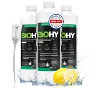 BiOHY Limpiador de robots aspiradores (3 botellas de 1 litro) + Dosificador | Especialmente desarrollado para estaciones de limpieza | Prolonga la vida útil de la estación de succión (Wischroboter