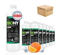BiOHY Limpiador de robots aspiradores con aroma a naranja (12 botellas de 1 litro) | Especialmente desarrollado para estaciones de limpieza | Prolonga la vida útil de la estación de succión