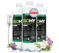 BiOHY Limpiador de robots aspiradores con aroma fresco a primavera (3 botellas de 1 litro) + Dosificador | Especialmente desarrollado para estaciones de limpieza | Prolonga la vida útil de