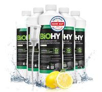 BiOHY Limpiador de Suelos para Robot de Limpieza con Aroma Fresco (6 x 1 Litro) + Dosificador, Concentrado de Limpieza para Todos los Robots con Función Húmeda, Sin Espuma ni Rayas