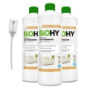 BiOHY Limpiador de Tapicerías Premium (3 botellas de 1 litro) + Dosificador | Concentrado para muebles tapizados, sofás, alfombras y textiles | quitamanchas que disuelven el olor (Premium Polster)