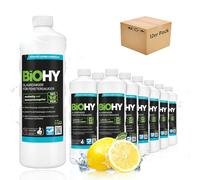 BiOHY Limpiador de vidrios para aspiradoras de ventanas (12 botellas de 1 litro) | adecuado para todos los ácidos de las ventanas | brillante en todas las superficies (Fenstersauger)