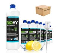 BiOHY Limpiador industrial (12 botellas de 1 litro) + Dosificador | limpiador de talleres | contra grasas y aceites | ideal para metal, plástico, vidrio, herramientas (Industriereiniger)