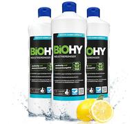 BiOHY Limpiador industrial (3 botellas de 1 litro) | limpiador de talleres | contra grasas y aceites | ideal para metal, plástico, vidrio, herramientas sin espuma y estrías (Industriereiniger)