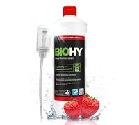 BiOHY Limpiador sanitario (1 botella de 1 litro) + Dosificador | Concentrado de cal para el área sanitaria | Deja un agradable y fresco aroma | EXTRA FUERTE (Sanitärreiniger)