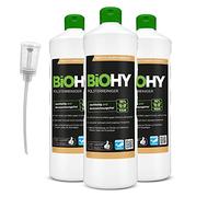 BiOHY Limpiador tapicerías (3 botellas de 1 litro) + Dosificador | Ideal para asientos de coche, sofás, colchones, etc. | También es adecuado para las lavadoras (Polsterreiniger)