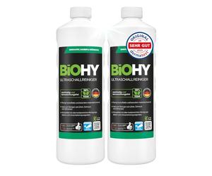 BiOHY Limpiador ultrasónico (2 botellas de 1 litro) | limpieza intensiva y suave de gafas, productos dentales, oro, monedas y joyas (Ultraschallreiniger)