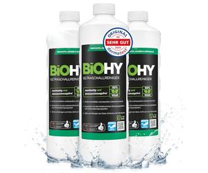 BiOHY Limpiador ultrasónico (3 botellas de 1 litro) | limpieza intensiva y suave de gafas, productos dentales, oro, monedas y joyas (Ultraschallreiniger)