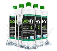 BiOHY Limpiador ultrasónico (6 botellas de 1 litro) + Dosificador | limpieza intensiva y suave de gafas, productos dentales, oro, monedas y joyas (Ultraschallreiniger)