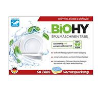 BiOHY Pastillas para lavavajillas (60 Tabs) | Detergente lavavajillas de Alta eficacia en 2 Fases | con pestañas para una Limpieza Potente | 60 pestañas Paquete de Almacenamiento (Spülmaschinen Tabs)