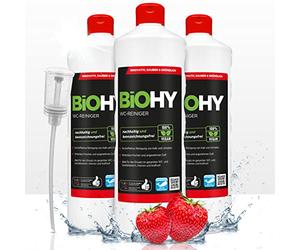 BiOHY WC limpiador (3 botellas de 1 litro) + Spazzola per la toilette | Gel limpiador viscoso, concentrado | ideal contra las escamas de orina (WC-Reiniger)