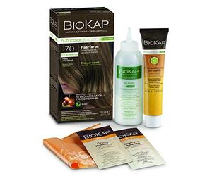 BIOKAP RAPID Tinte permanente 7.0 rubio medio natural | solo 10 minutos de tiempo de acción | Aceite de argán orgánico - Complejo TricoREPAIR - Vegano | Óptima cobertura de las canas | Hasta un 80% de
