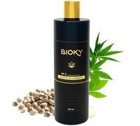 Bioky Aceite para Masajes Musculares 500 ml - Aceite de Cáñamo 100% Puro, Orgánico y Prensado en Frío - Piel, Cabello, Masajes, Mascotas: Perros y Gatos - Omega 3, Omega 6 y Vitamina E - Hemp Oil