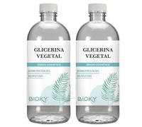 Bioky Glicerina Vegetal Líquida 2x1L - Elevada Pureza & Natural - Pura Multiusos, Jabones Hidratantes y Cosmética Casera: Piel y Cabello - Glicerina para Secar Flores (2)
