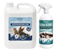 Bioky Kit Limpiador Enzimático 5L + Fuera Olores 1L | Pack Multisuperficie Orina Perros y Gatos, Césped y Colada | Eliminador de Olores Spray, Fregasuelos Enzimático