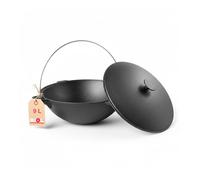 BIOL Kazan de hierro fundido de 6, 9, 12 litros con asa y tapa de hierro fundido, cuatro asas, cacerola para cocinar, guisar, freír, WOK para Plov, para fuego abierto, camping, exterior (9 litros)