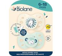 BIOLANE- Chupete anatómico animal- Chupetes extra finos de 6 a 18 meses- Verde/Beige- Tetina plana y reversible- Comodidad óptima- Respeto al desarrollo bucal- Materiales seguros y duraderos